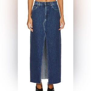 NWT Rag & Bone Avery Maxi Jean Skirt Japan Kaihara Denim Ari Blue Dark Wash - 31